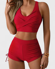 Fabienne | Bikini avec short et haut cache-cœur