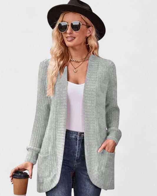 Josiane | Gilet long en maille pour femme à devant ouvert