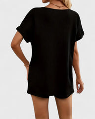 Isabelle | Ensemble femme t-shirt col en V et short