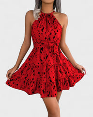 Nadine | Robe trapèze à imprimé léopard et col noué