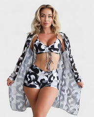 Mathilde | Bikini 3 pièces avec housse à motif tropical