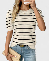 Solène | Chemise rayée à manches bouffantes