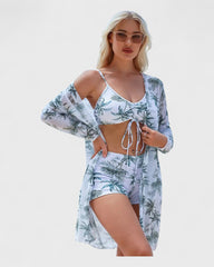 Mathilde | Bikini 3 pièces avec housse à motif tropical