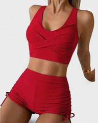 Fabienne | Bikini avec short et haut cache-cœur