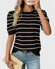 Solène | Chemise rayée à manches bouffantes