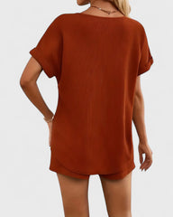 Isabelle | Ensemble femme t-shirt col en V et short